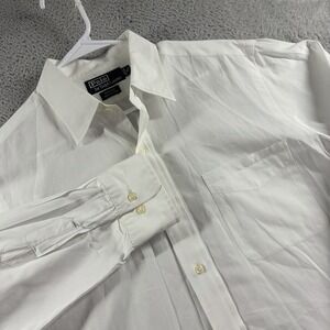 VINTAGE Polo Ralph Lauren White Button Down Shirt Mens 16 Andrew 100% Cotton